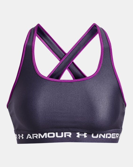 Women's Armour® Mid Crossback Sports Bra, Gray, pdpMainDesktop image number 10